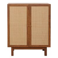 Highboard Kommode Sideboard Kubu Rattan 98x79x42cm Walnuss-Optik