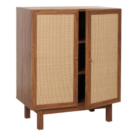 Highboard Kommode Sideboard Kubu Rattan 98x79x42cm Walnuss-Optik