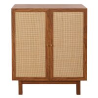 Highboard Kommode Sideboard Kubu Rattan 98x79x42cm Walnuss-Optik