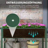 Hochbeet 109x44x80 cm aus Metall mit Rädern, Farbe Grün.