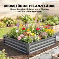 Hochbeet für Garten und Terrasse 120x120x30cm Stahl hellgrau