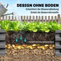 Hochbeet für Garten und Terrasse 120x120x30cm Stahl hellgrau