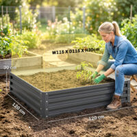 Hochbeet für Garten und Terrasse 120x120x30cm Stahl hellgrau