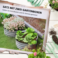 Hochbeet im 2er-Set aus Metall mit offenem Boden, 60x60x30 cm, Silber.