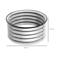 Hochbeet im 2er-Set aus Metall mit offenem Boden, 60x60x30 cm, Silber.