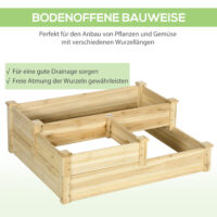 Hochbeet 3-stufig aus Tannenholz, ideal für Garten & Balkon, Naturfarbe.