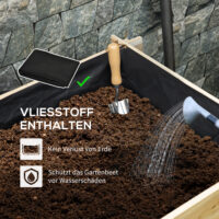 Hochbeet 3-stufig mit Drainage und Stoffauskleidung Naturholz
