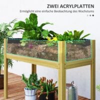 Hochbeet mit Acrylseiten und Wasserabfluss 110x50x80cm Holz