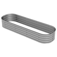 Hochbeet aus Metall mit offenem Boden, 195x62x30 cm, Farbe Silber.