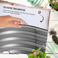 Hochbeet aus Metall mit offenem Boden, 195x62x30 cm, Farbe Silber.