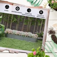 Hochbeet aus Metall mit offenem Boden, 195x62x30 cm, Farbe Silber.