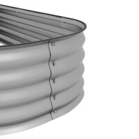 Hochbeet aus Metall mit offenem Boden, 195x62x30 cm, Farbe Silber.