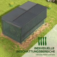 Hochbeet aus Stahl mit Vogelschutznetz, 230x110x110 cm, Farbe Dunkelgrau.