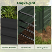 Hochbeet aus Stahl mit Vogelschutznetz, 230x110x110 cm, Farbe Dunkelgrau.