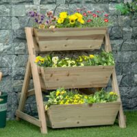 Hochbeet Blumenregal mit 3 Ablagen für Garten und Balkon aus Holz