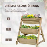 Hochbeet Blumenregal mit 3 Ablagen für Garten und Balkon aus Holz