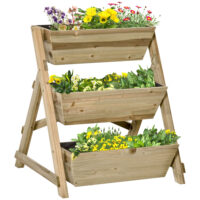Hochbeet Blumenregal mit 3 Ablagen für Garten und Balkon aus Holz