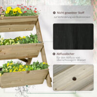 Hochbeet Blumenregal mit 3 Ablagen für Garten und Balkon aus Holz