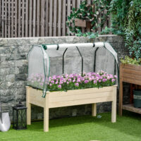 Hochbeet mit Folienabdeckung und Drainage für Garten Holz