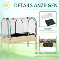 Hochbeet mit Folienabdeckung und Drainage für Garten Holz