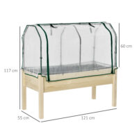 Hochbeet mit Folienabdeckung und Drainage für Garten Holz