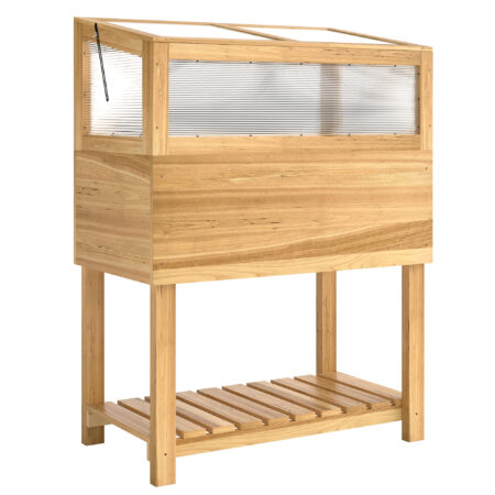 Hochbeet mit Frühbeetaufsatz und aufklappbarer Abdeckung aus Holz