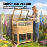 Hochbeet mit Frühbeetaufsatz und aufklappbarer Abdeckung aus Holz