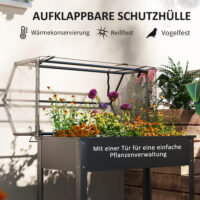 Hochbeet Pflanzenbox erhöht mit Gewächshausdach schwarz