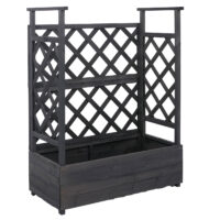 Holz Hochbeet mit Rankgitter 114x85x44 cm anthrazit grau