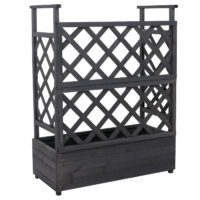 Holz Hochbeet mit Rankgitter 114x85x44 cm anthrazit grau