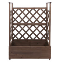 Holz Hochbeet mit Rankgitter 114x85x44 cm braun