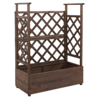 Holz Hochbeet mit Rankgitter 114x85x44 cm braun