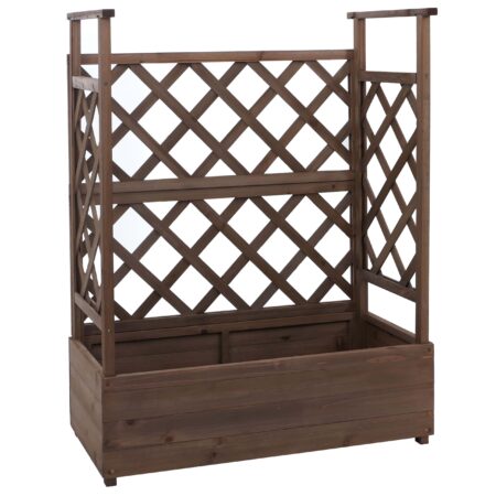 Holz Hochbeet mit Rankgitter 114x85x44 cm braun