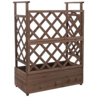 Holz Hochbeet mit Rankgitter 114x85x44 cm braun