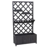 Holz Hochbeet mit Rankgitter und Ablage anthrazit grau