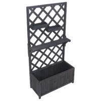 Holz Hochbeet mit Rankgitter und Ablage anthrazit grau