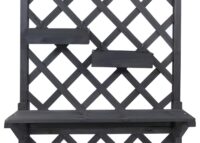 Holz Hochbeet mit Rankgitter und Ablage anthrazit grau