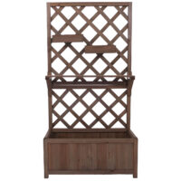 Holz Hochbeet braun mit Rankgitter und Ablage 135x70x30 cm