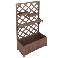 Holz Hochbeet braun mit Rankgitter und Ablage 135x70x30 cm