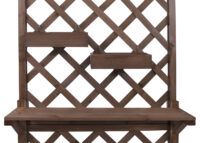 Holz Hochbeet braun mit Rankgitter und Ablage 135x70x30 cm