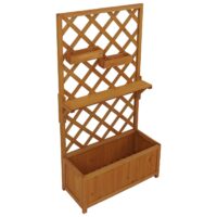 Holz Hochbeet mit Rankgitter und Ablage 135x70x30 cm natur