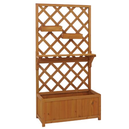 Holz Hochbeet mit Rankgitter und Ablage 135x70x30 cm natur