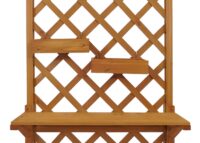 Holz Hochbeet mit Rankgitter und Ablage 135x70x30 cm natur