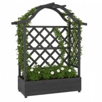 Holz Hochbeet mit Rankgitter 138x110 cm anthrazit grau