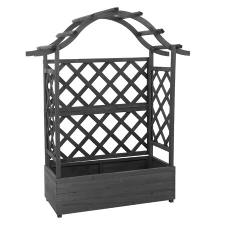 Holz Hochbeet mit Rankgitter 138x110 cm anthrazit grau