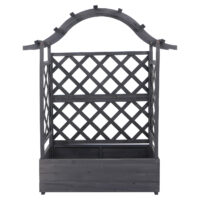 Holz Hochbeet mit Rankgitter 138x110 cm anthrazit grau