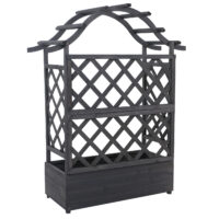 Holz Hochbeet mit Rankgitter 138x110 cm anthrazit grau