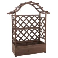 Holz Hochbeet mit Rankgitter 138x110x44 cm braun