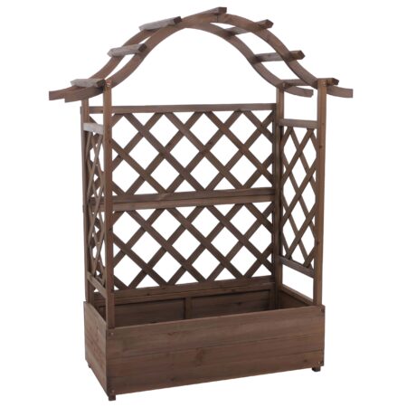 Holz Hochbeet mit Rankgitter 138x110x44 cm braun