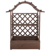 Holz Hochbeet mit Rankgitter 138x110x44 cm braun